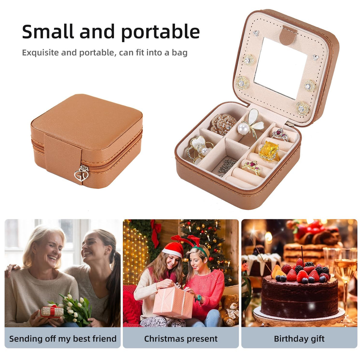 KElofoN Travel Jewelry Case and Organizer with Mirror - Gift for Women and Girls