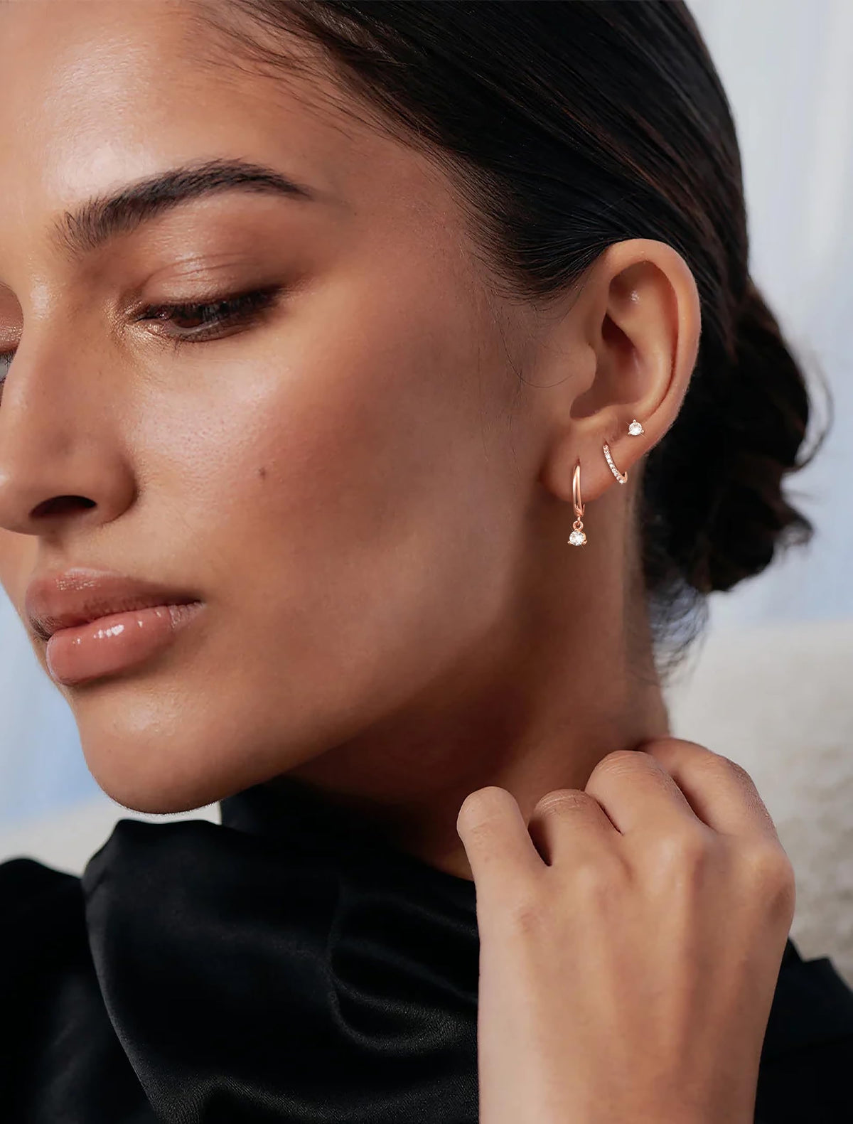 3 Pairs Gold Hoop Earrings Set: Dainty Stud Earrings Trendy Small 14K Gold Plated Hypoallergenic Dangle Cartilage Huggie Hoop Earrings for Women Gold Jewelry for Women Gifts
