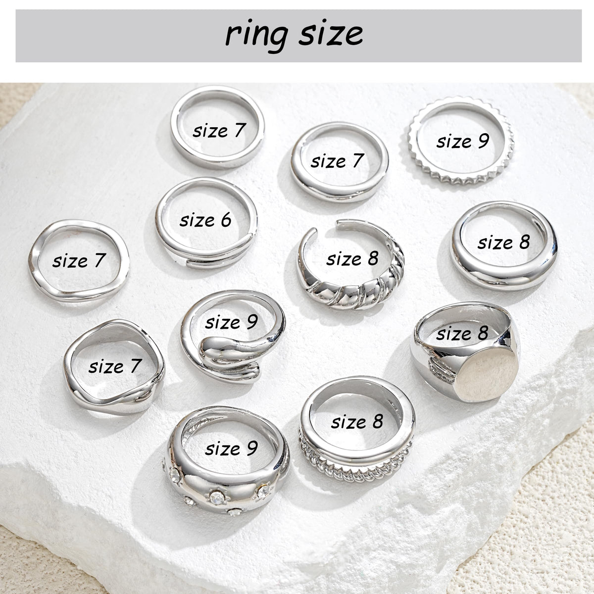 FAXHION 12PCS Gold Stackable Rings Set for Women, 18K Gold Plated Open Stacking Knuckle Ring, Adjustable Chunky Signet Rings for Gift