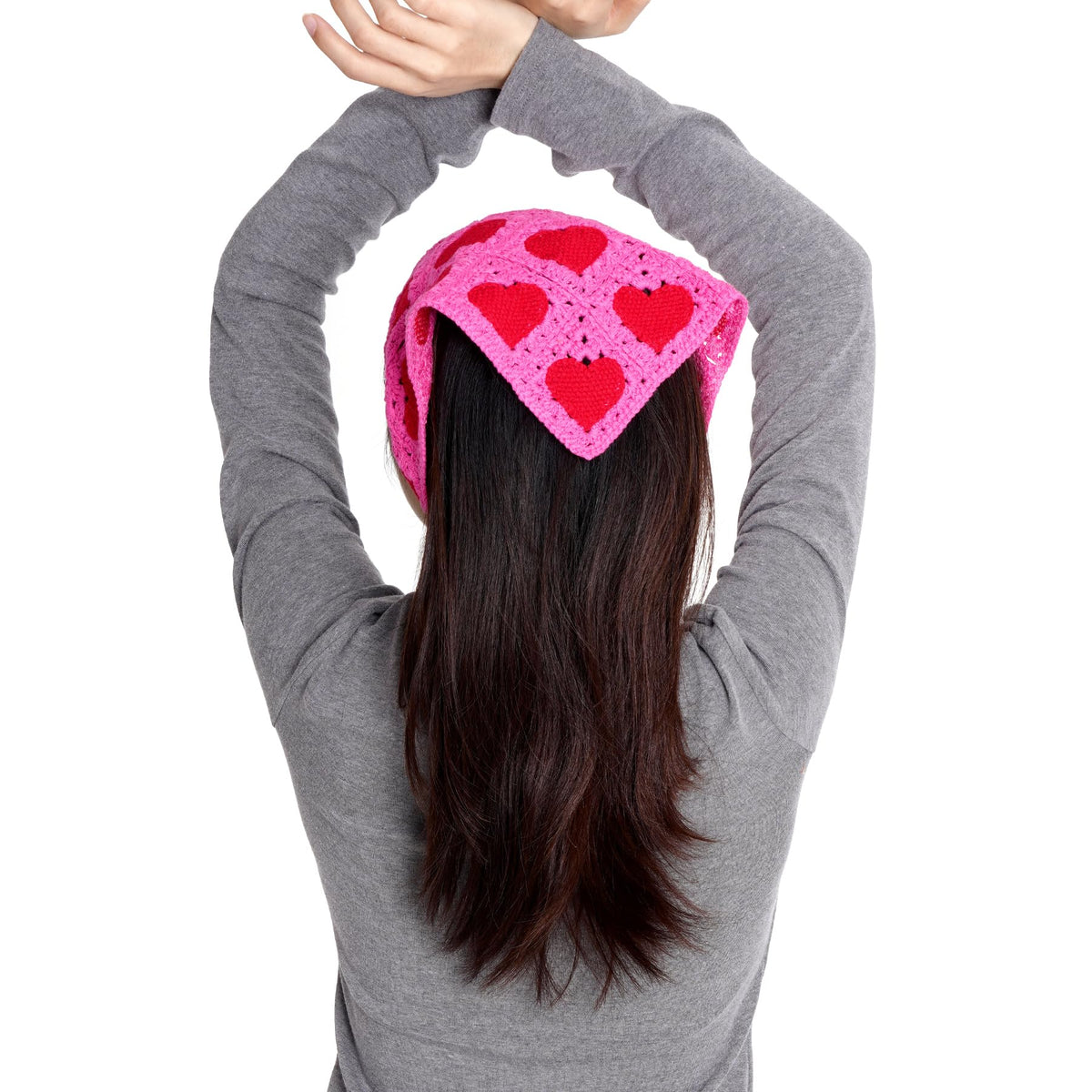 hoyuwak Pink Crochet Head Scarf Bandanas Headbands Hair Scarf for Women Girls Knitted Strawberry Head Coverings Hair Accessories for Hair Styling Decor
