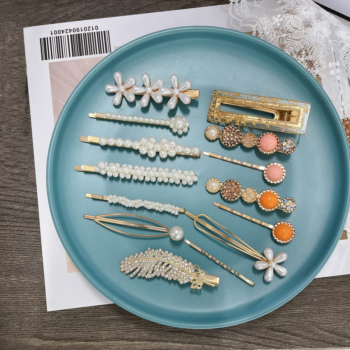 Mehayi 20 PCS Macaron Pearl Acrylic Resin Fashion Hair Clips Set, Cute Hair Barrettes Bobby Pins, Boho Fancy Hairpin Accessories Headwear Styling Tools, Gifts for Women Girls Decorative Wedding