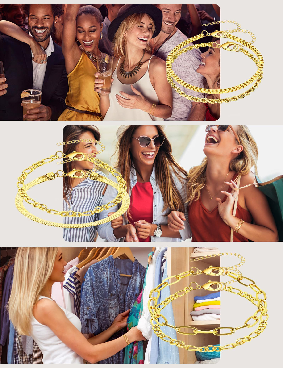 Gold Bracelets for Women - 14K Dainty Bracelets Set for Women, Gold Jewelry Sets for Women Trendy, Stackable Cuban Link Paperclip Chain Bracelet Pack Fashion Accessories Gifts for Women Mom