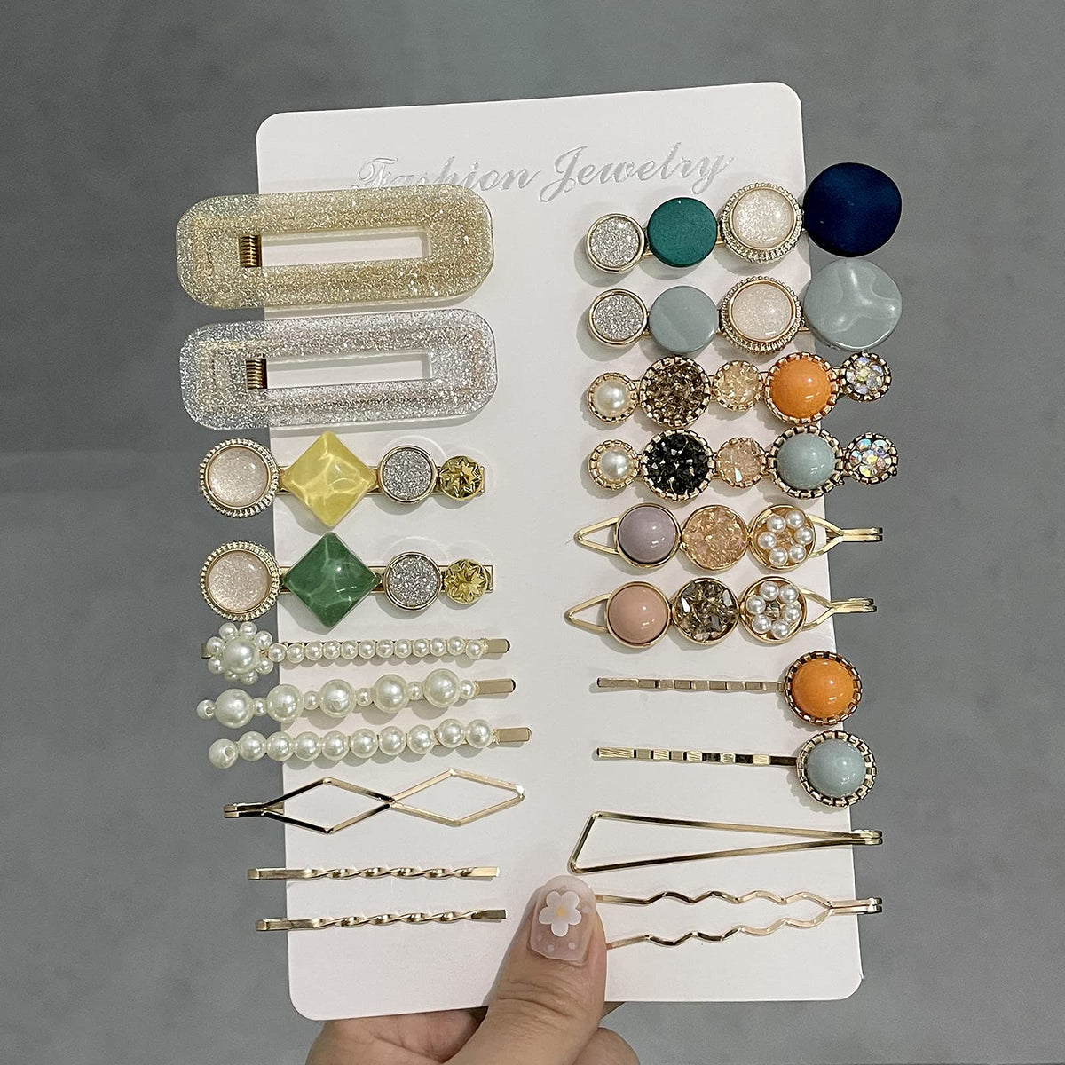 Mehayi 20 PCS Macaron Pearl Acrylic Resin Fashion Hair Clips Set, Cute Hair Barrettes Bobby Pins, Boho Fancy Hairpin Accessories Headwear Styling Tools, Gifts for Women Girls Decorative Wedding