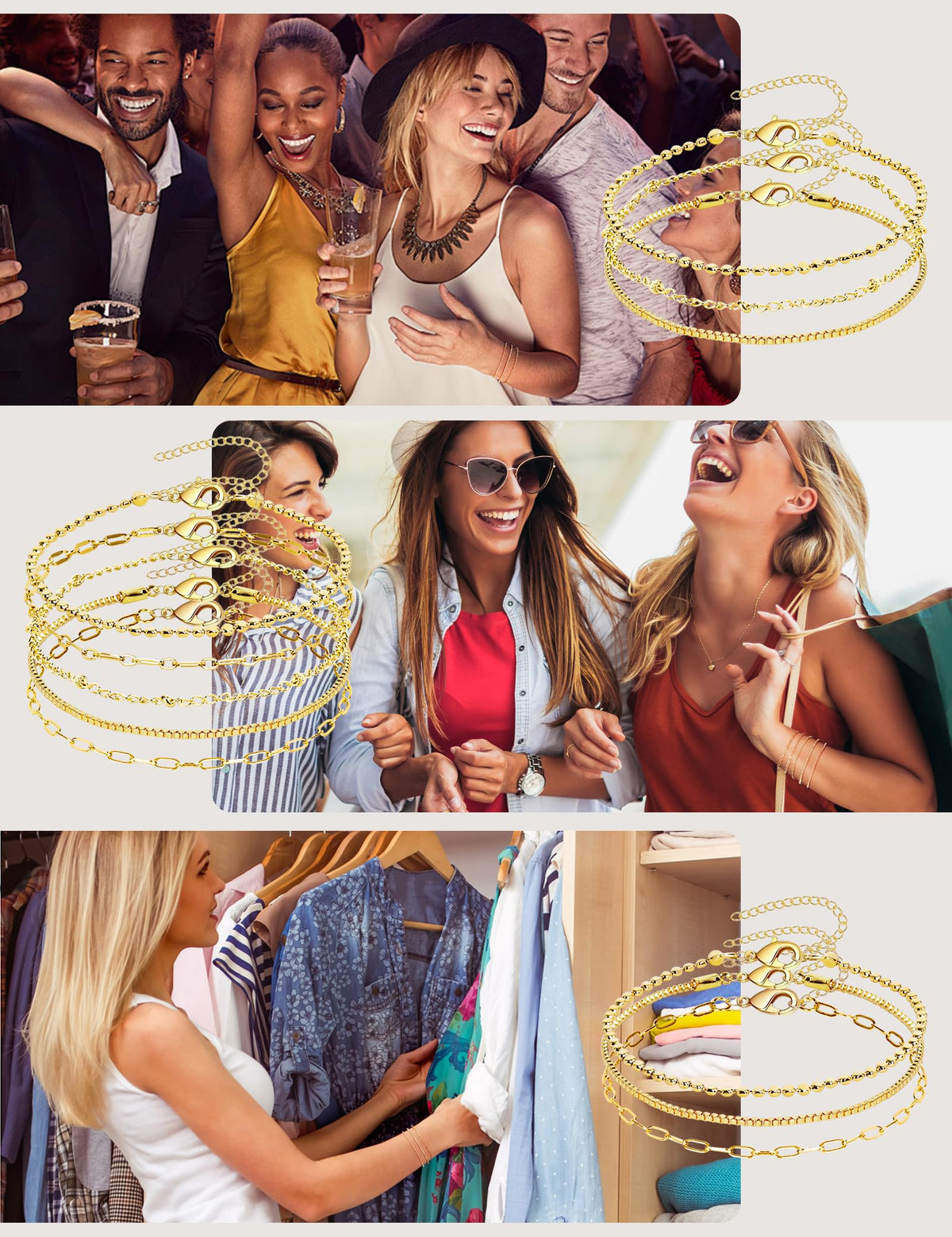 Gold Bracelets for Women - 14K Dainty Bracelets Set for Women, Gold Jewelry Sets for Women Trendy, Stackable Cuban Link Paperclip Chain Bracelet Pack Fashion Accessories Gifts for Women Mom