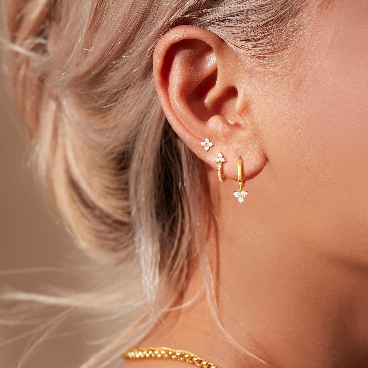 3 Pairs Gold Hoop Earrings Set: Dainty Stud Earrings Trendy Small 14K Gold Plated Hypoallergenic Dangle Cartilage Huggie Hoop Earrings for Women Gold Jewelry for Women Gifts