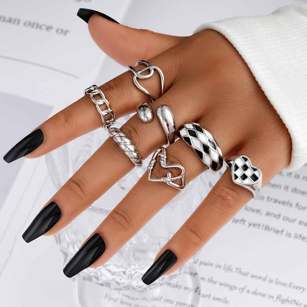 FAXHION 12PCS Gold Stackable Rings Set for Women, 18K Gold Plated Open Stacking Knuckle Ring, Adjustable Chunky Signet Rings for Gift