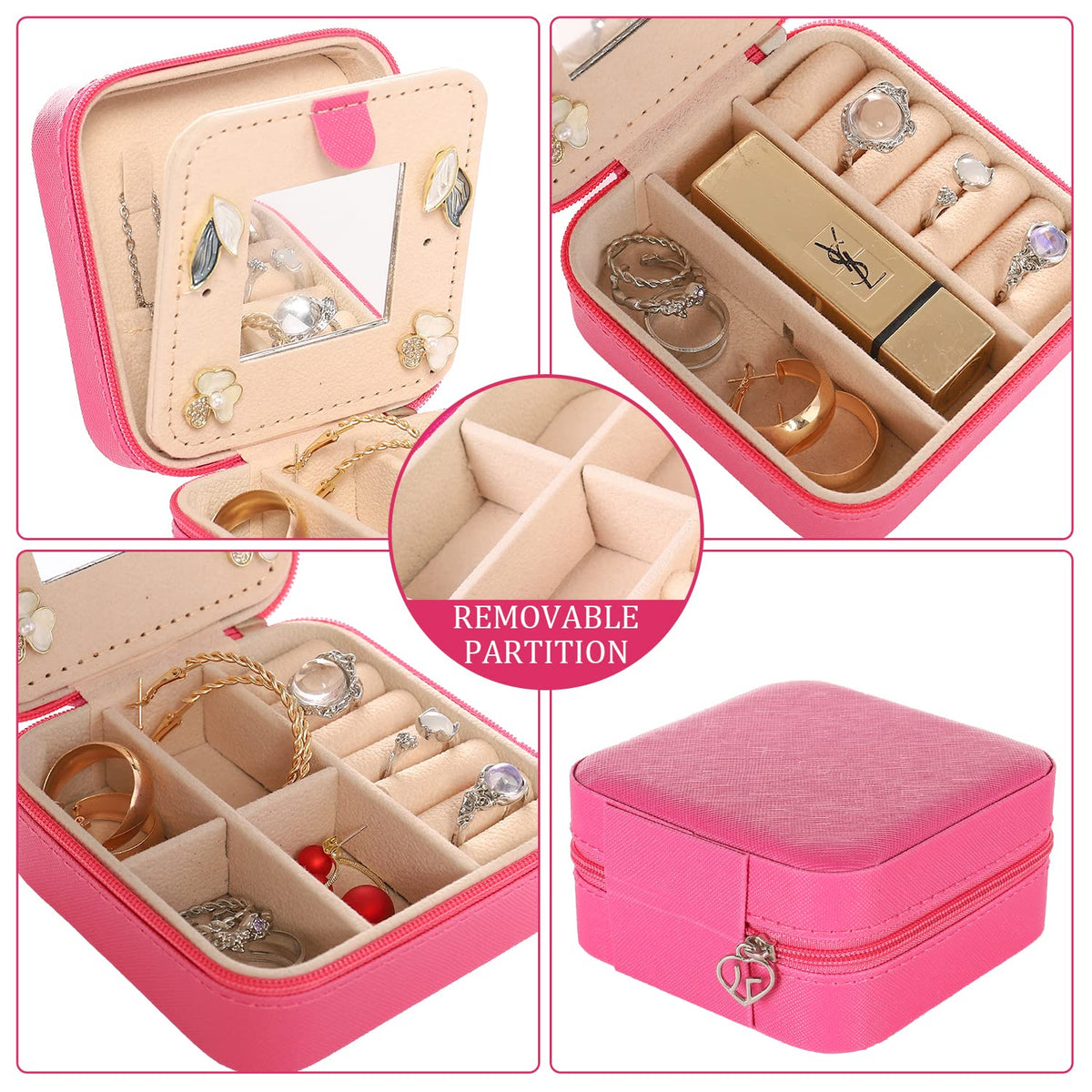 KElofoN Travel Jewelry Case and Organizer with Mirror - Gift for Women and Girls