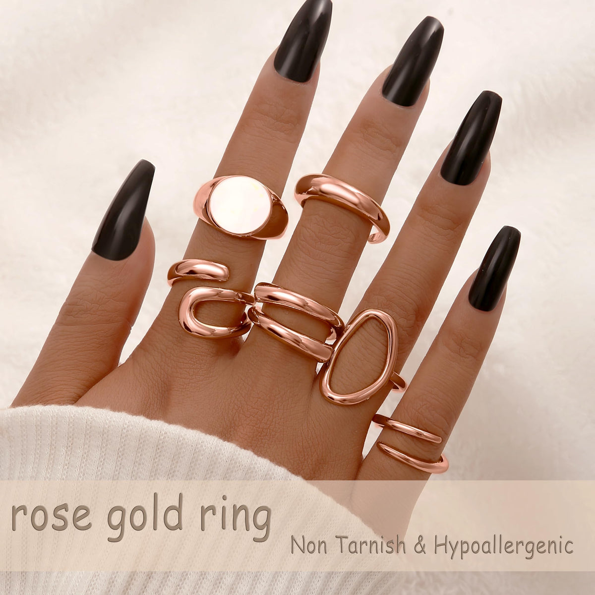 FAXHION 12PCS Gold Stackable Rings Set for Women, 18K Gold Plated Open Stacking Knuckle Ring, Adjustable Chunky Signet Rings for Gift