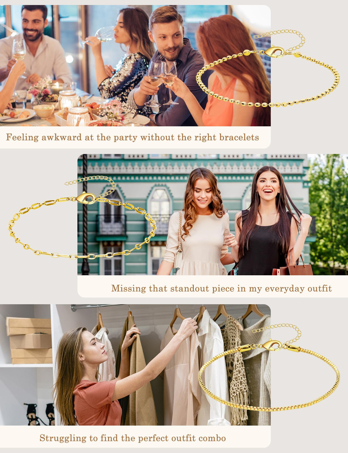 Gold Bracelets for Women - 14K Dainty Bracelets Set for Women, Gold Jewelry Sets for Women Trendy, Stackable Cuban Link Paperclip Chain Bracelet Pack Fashion Accessories Gifts for Women Mom