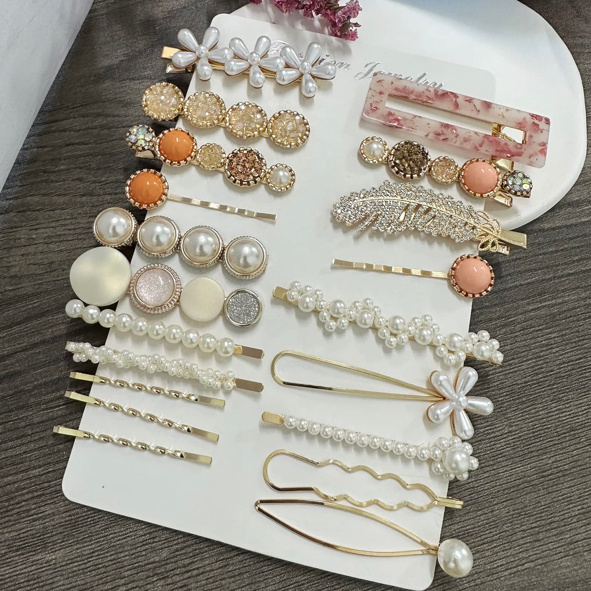 Mehayi 20 PCS Macaron Pearl Acrylic Resin Fashion Hair Clips Set, Cute Hair Barrettes Bobby Pins, Boho Fancy Hairpin Accessories Headwear Styling Tools, Gifts for Women Girls Decorative Wedding