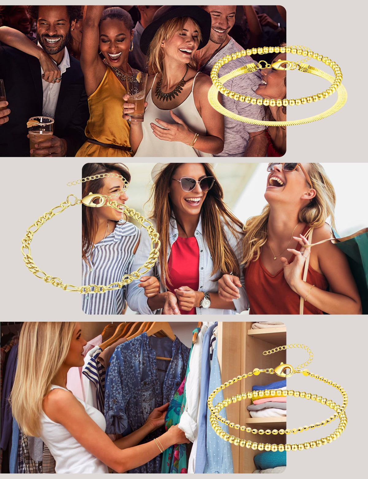 Gold Bracelets for Women - 14K Dainty Bracelets Set for Women, Gold Jewelry Sets for Women Trendy, Stackable Cuban Link Paperclip Chain Bracelet Pack Fashion Accessories Gifts for Women Mom