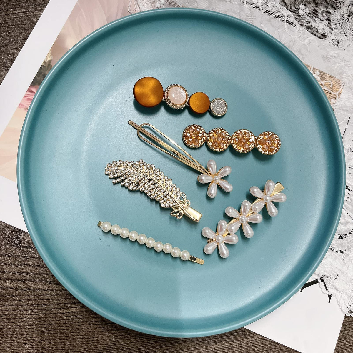 Mehayi 20 PCS Macaron Pearl Acrylic Resin Fashion Hair Clips Set, Cute Hair Barrettes Bobby Pins, Boho Fancy Hairpin Accessories Headwear Styling Tools, Gifts for Women Girls Decorative Wedding
