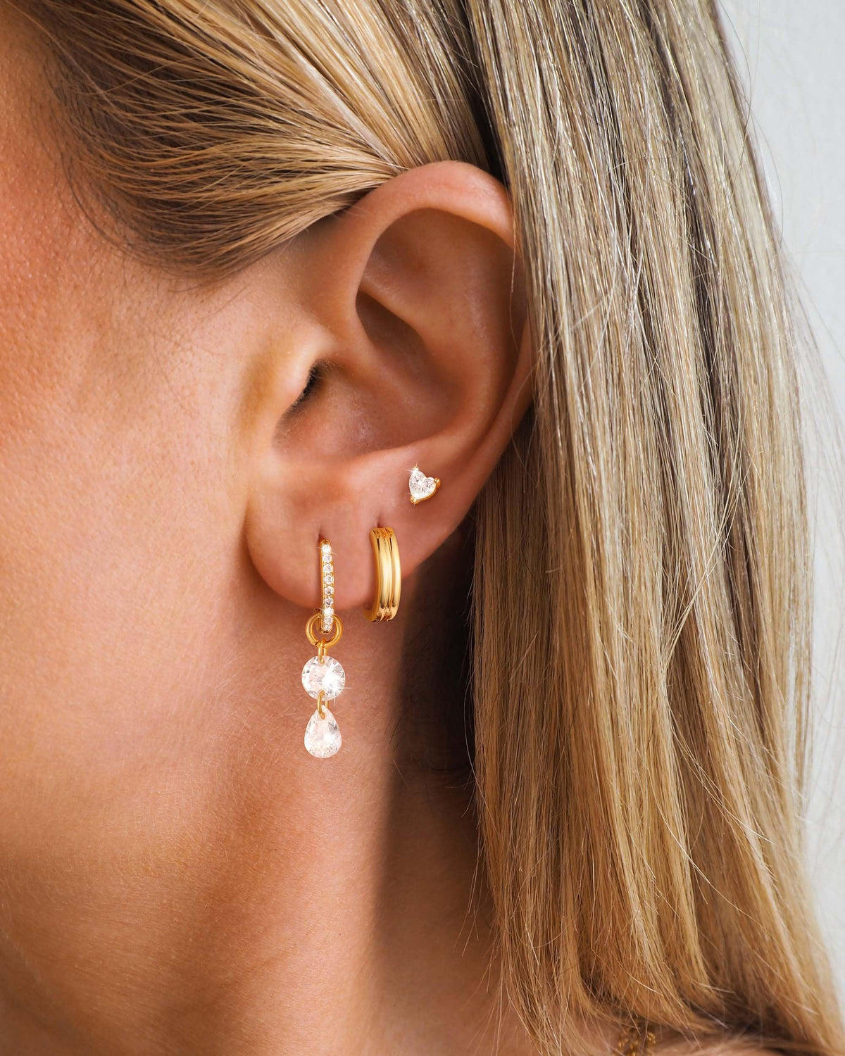 3 Pairs Gold Hoop Earrings Set: Dainty Stud Earrings Trendy Small 14K Gold Plated Hypoallergenic Dangle Cartilage Huggie Hoop Earrings for Women Gold Jewelry for Women Gifts