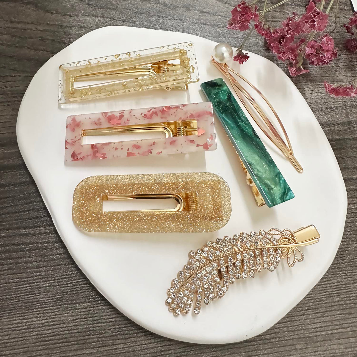 Mehayi 20 PCS Macaron Pearl Acrylic Resin Fashion Hair Clips Set, Cute Hair Barrettes Bobby Pins, Boho Fancy Hairpin Accessories Headwear Styling Tools, Gifts for Women Girls Decorative Wedding