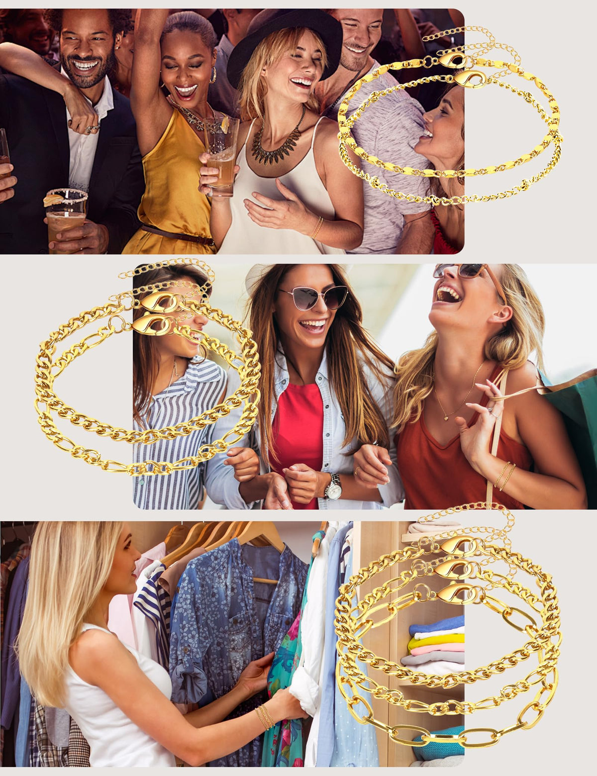 Gold Bracelets for Women - 14K Dainty Bracelets Set for Women, Gold Jewelry Sets for Women Trendy, Stackable Cuban Link Paperclip Chain Bracelet Pack Fashion Accessories Gifts for Women Mom