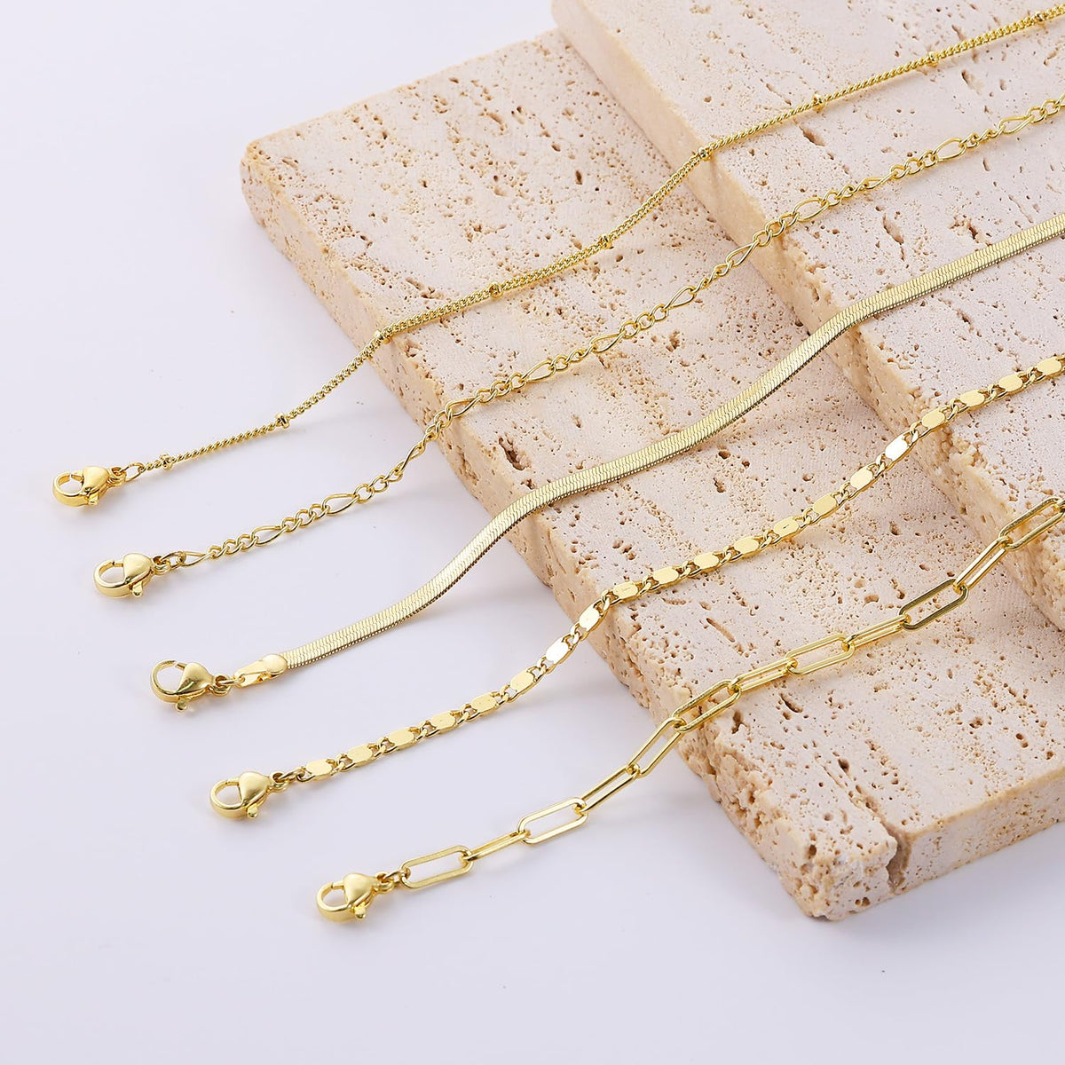 MBW Gold Bracelets for Women Trendy, Dainty 14K Gold Plated Bracelet Stack Beaded Chain Bracelet Set Thin Small Cute Paperclip Bracelets Fashion Waterproof Jewelry Gift Gold Accessories for Women