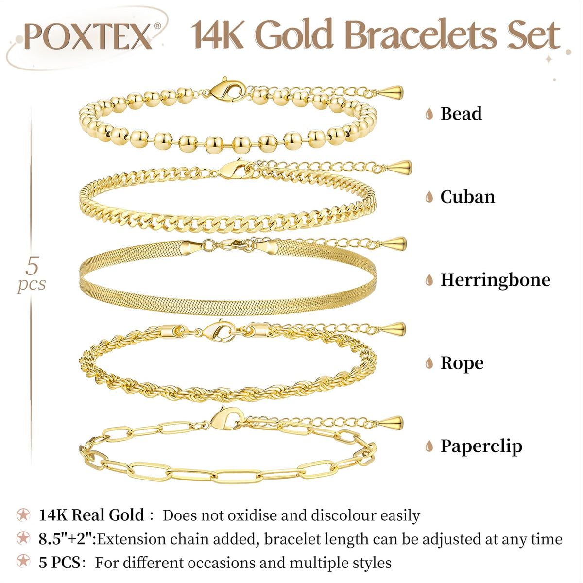 Gold Bracelets for Women,Dainty Bracelets Set for Women Trendy, Gold Bracelets Stack With Beaded, Cuban, Paperclip, Heart, Snake, Rope, Pearl, Cross, Hand Chain, Silver Jewelry Gifts for Women Christmas