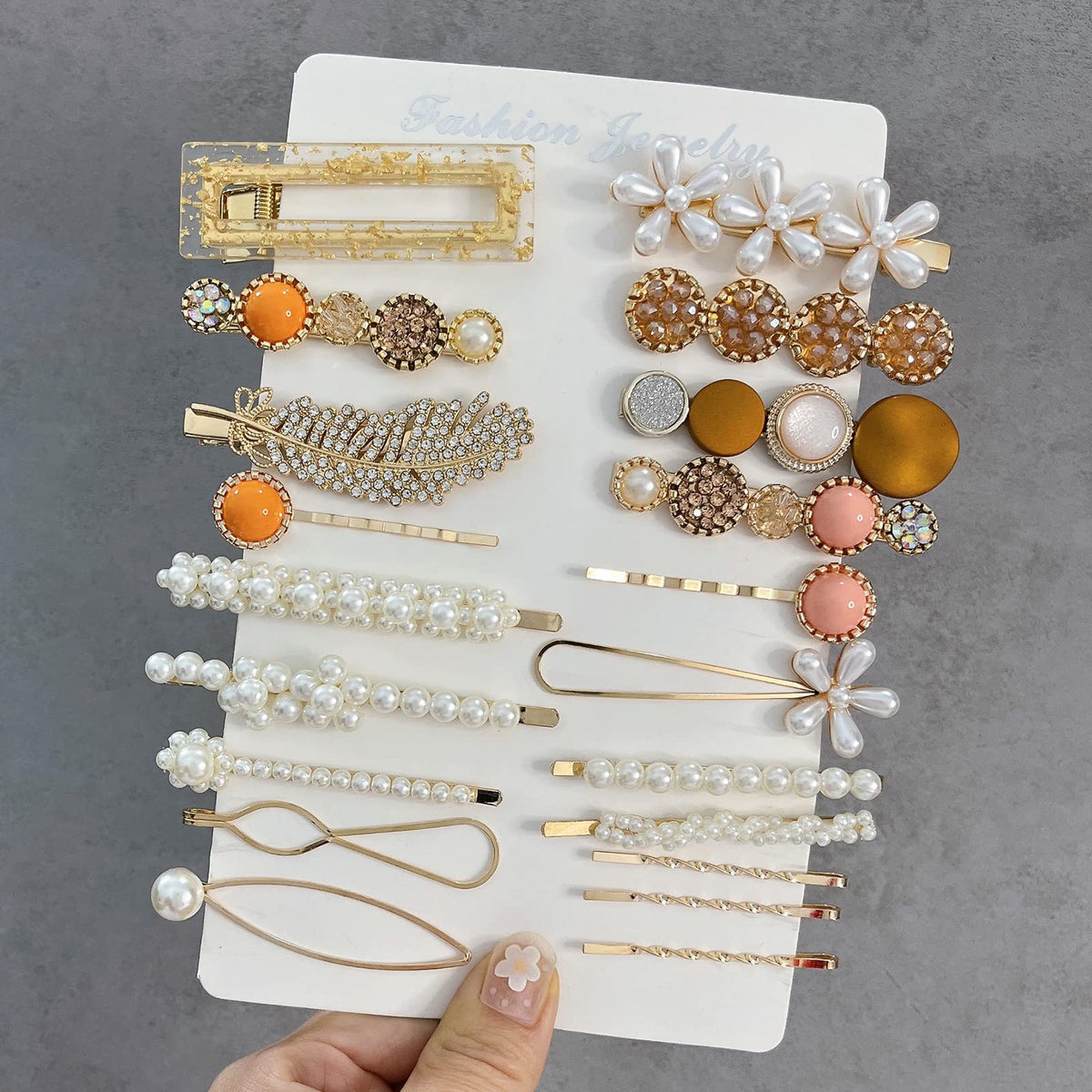 Mehayi 20 PCS Macaron Pearl Acrylic Resin Fashion Hair Clips Set, Cute Hair Barrettes Bobby Pins, Boho Fancy Hairpin Accessories Headwear Styling Tools, Gifts for Women Girls Decorative Wedding