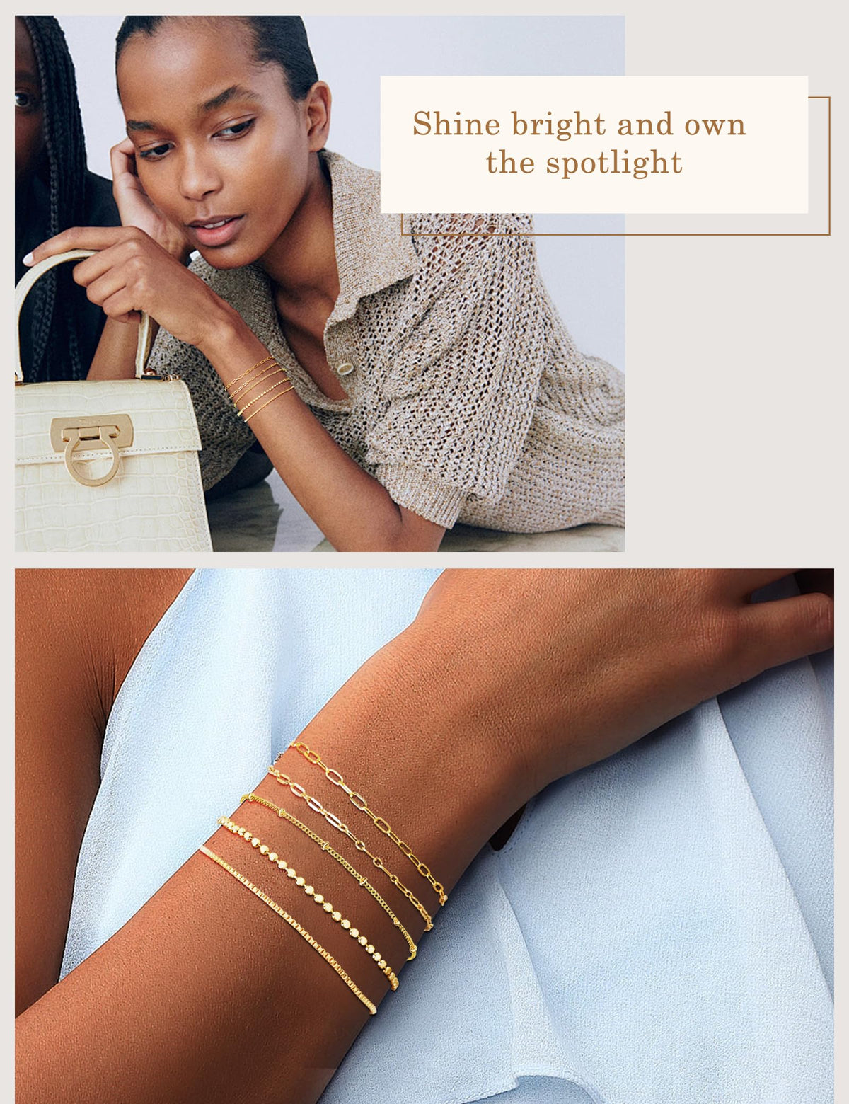 Gold Bracelets for Women - 14K Dainty Bracelets Set for Women, Gold Jewelry Sets for Women Trendy, Stackable Cuban Link Paperclip Chain Bracelet Pack Fashion Accessories Gifts for Women Mom