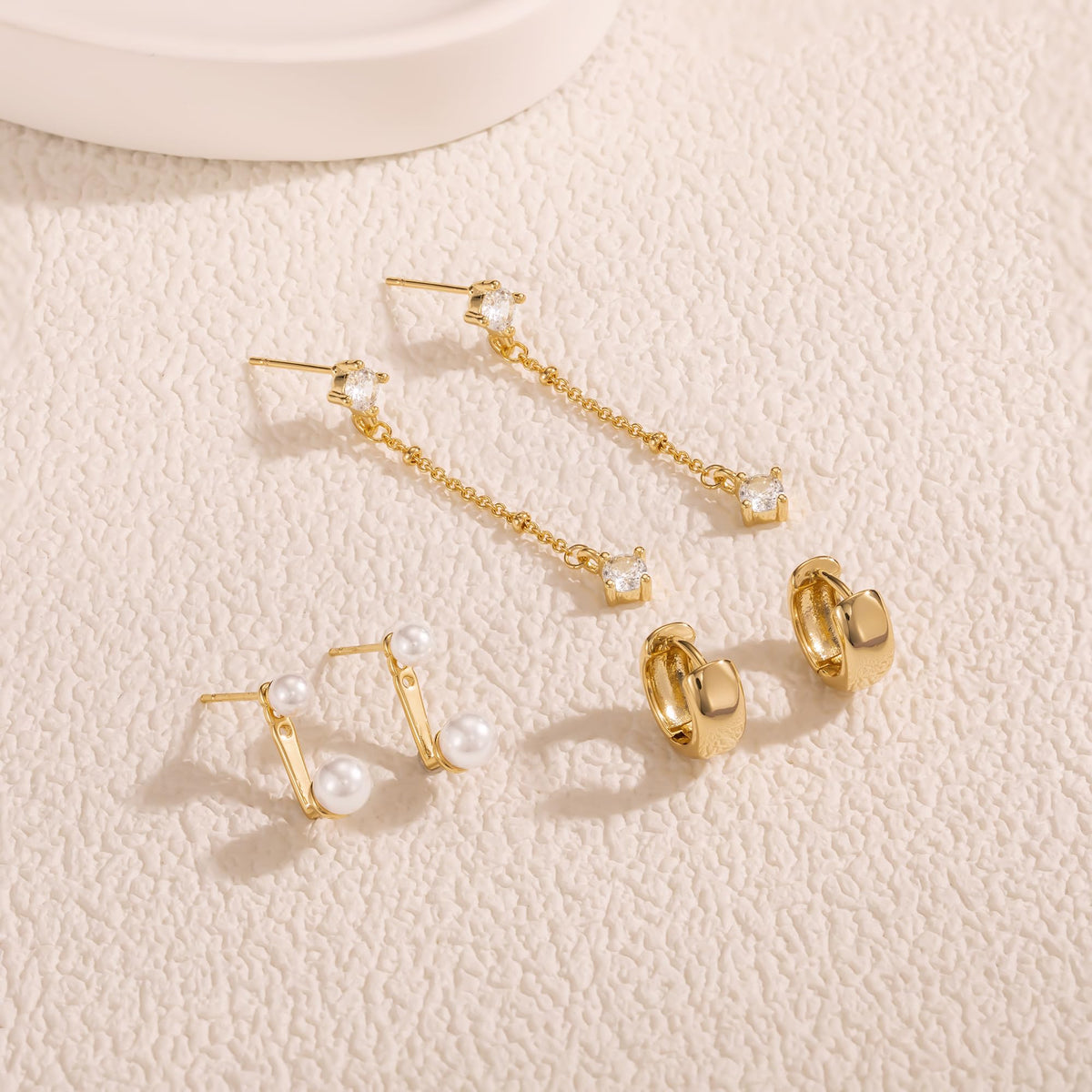 3 Pairs Gold Hoop Earrings Set: Dainty Stud Earrings Trendy Small 14K Gold Plated Hypoallergenic Dangle Cartilage Huggie Hoop Earrings for Women Gold Jewelry for Women Gifts