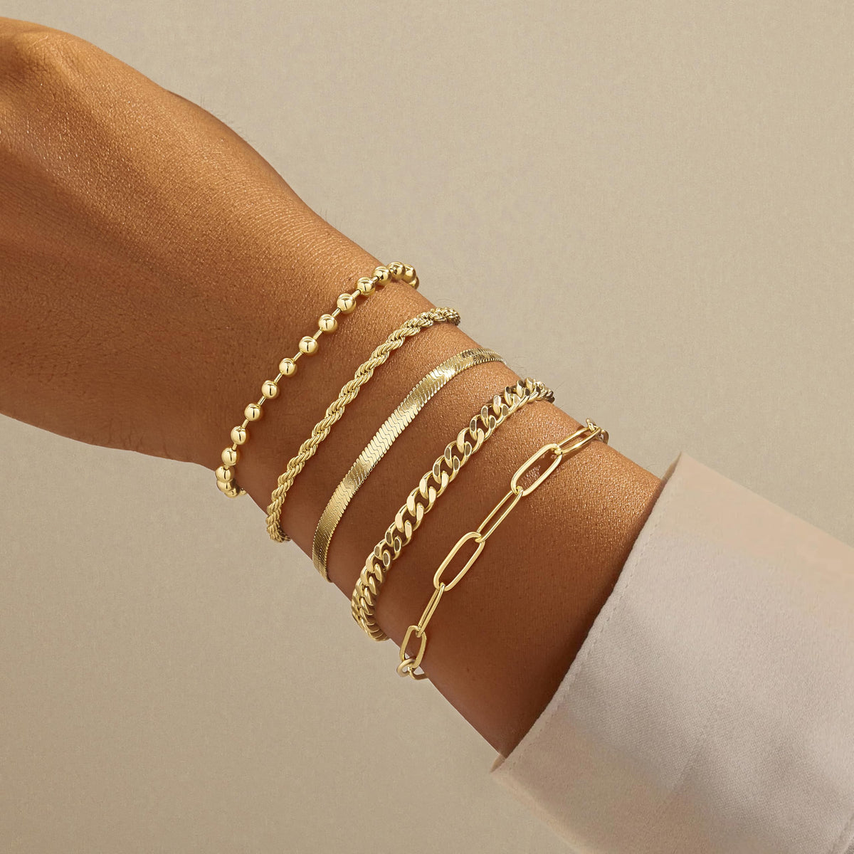 Gold Bracelets for Women,Dainty Bracelets Set for Women Trendy, Gold Bracelets Stack With Beaded, Cuban, Paperclip, Heart, Snake, Rope, Pearl, Cross, Hand Chain, Silver Jewelry Gifts for Women Christmas