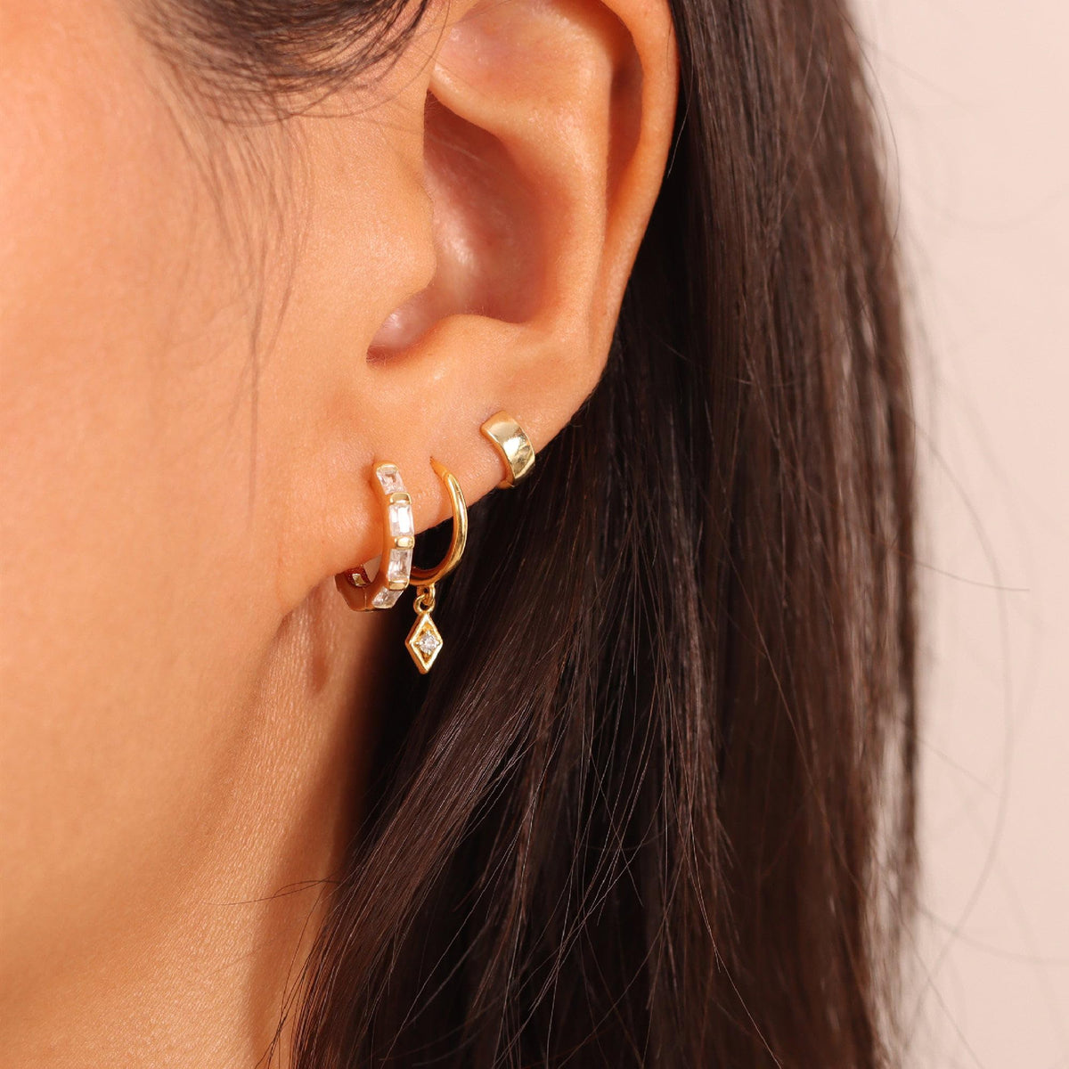 3 Pairs Gold Hoop Earrings Set: Dainty Stud Earrings Trendy Small 14K Gold Plated Hypoallergenic Dangle Cartilage Huggie Hoop Earrings for Women Gold Jewelry for Women Gifts