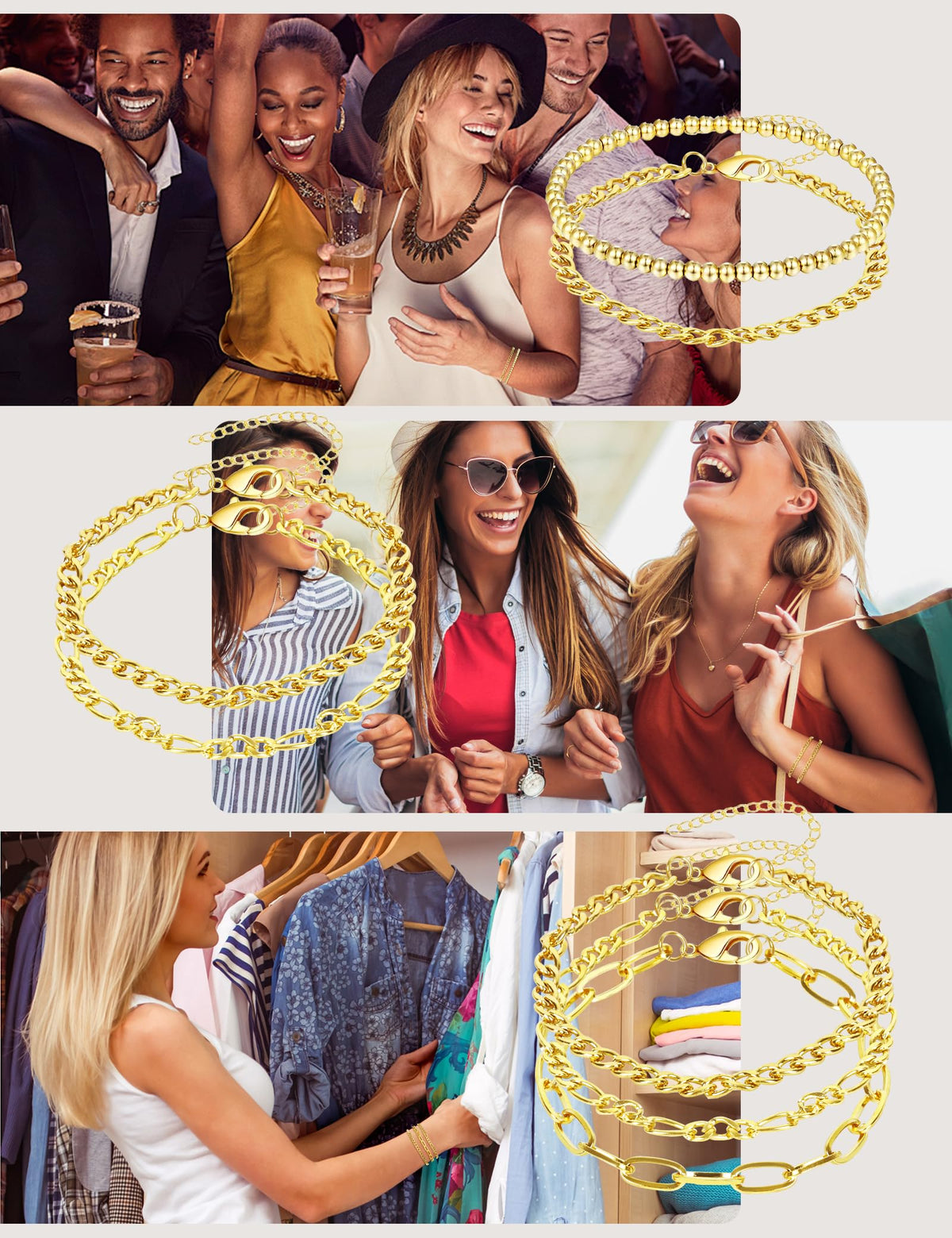 Gold Bracelets for Women - 14K Dainty Bracelets Set for Women, Gold Jewelry Sets for Women Trendy, Stackable Cuban Link Paperclip Chain Bracelet Pack Fashion Accessories Gifts for Women Mom