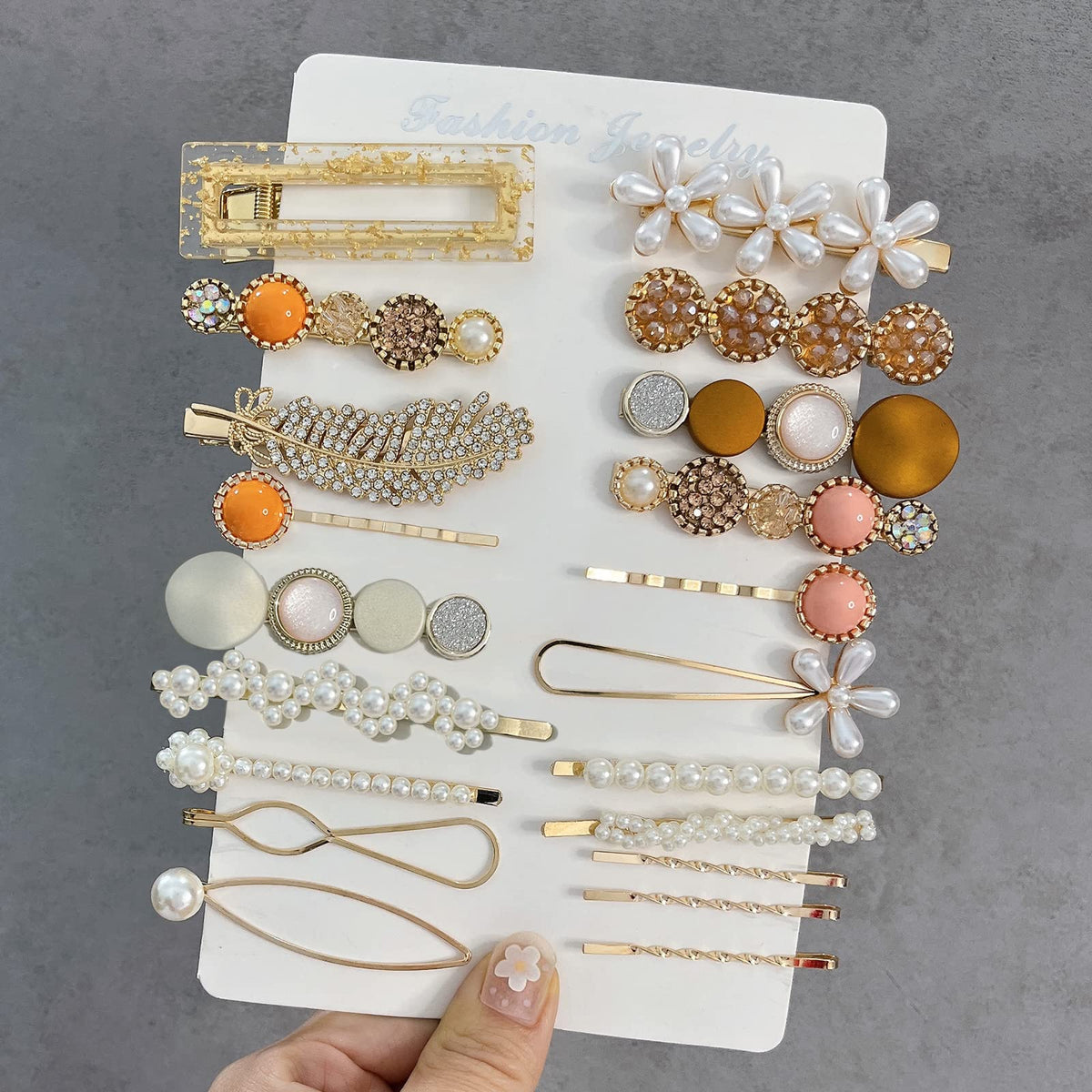 Mehayi 20 PCS Macaron Pearl Acrylic Resin Fashion Hair Clips Set, Cute Hair Barrettes Bobby Pins, Boho Fancy Hairpin Accessories Headwear Styling Tools, Gifts for Women Girls Decorative Wedding