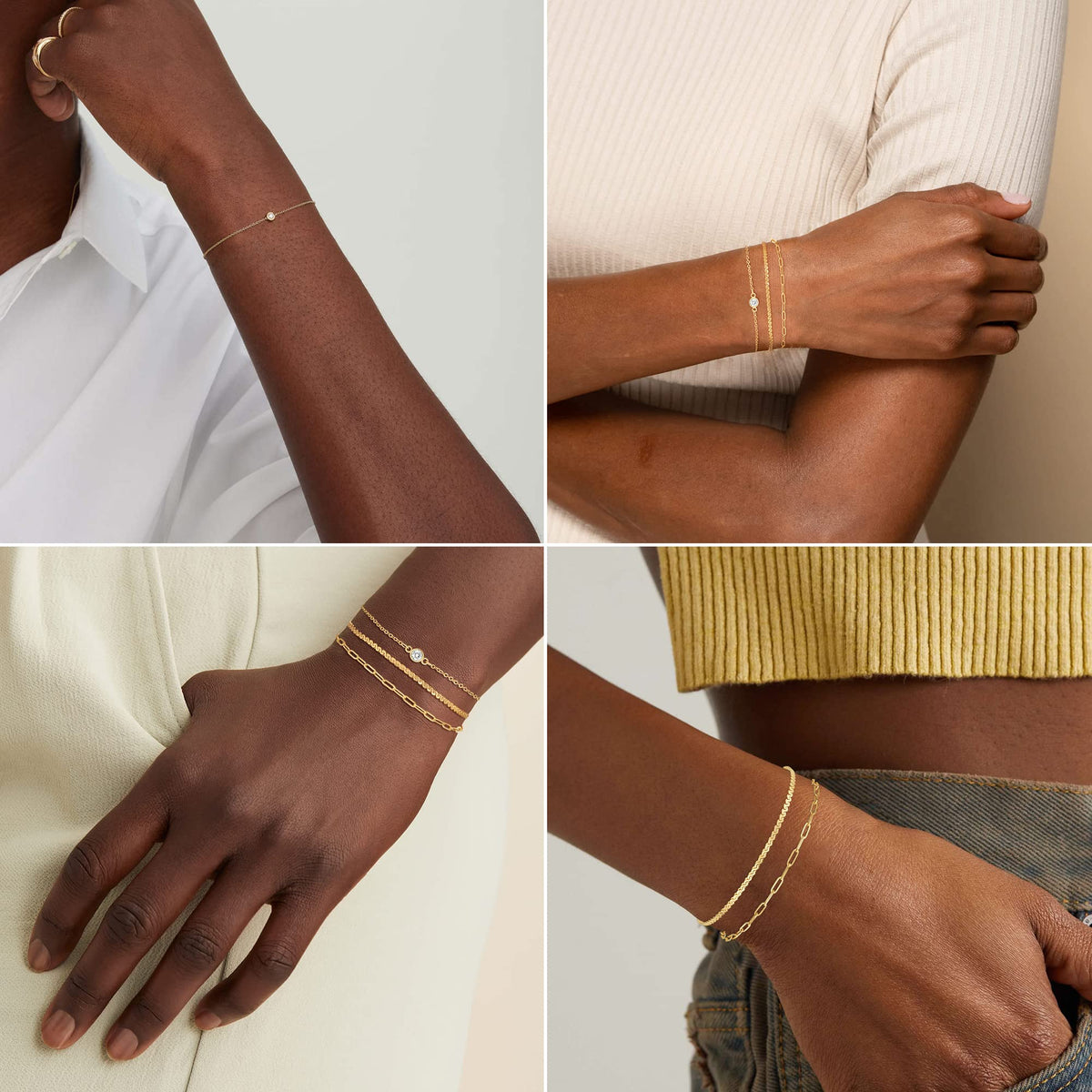 MBW Gold Bracelets for Women Trendy, Dainty 14K Gold Plated Bracelet Stack Beaded Chain Bracelet Set Thin Small Cute Paperclip Bracelets Fashion Waterproof Jewelry Gift Gold Accessories for Women