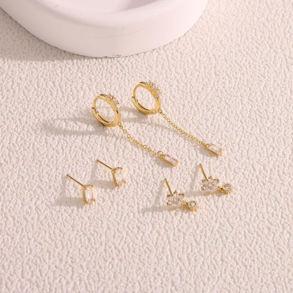 3 Pairs Gold Hoop Earrings Set: Dainty Stud Earrings Trendy Small 14K Gold Plated Hypoallergenic Dangle Cartilage Huggie Hoop Earrings for Women Gold Jewelry for Women Gifts