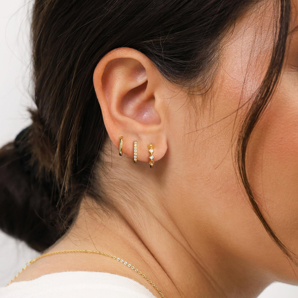 3 Pairs Gold Hoop Earrings Set: Dainty Stud Earrings Trendy Small 14K Gold Plated Hypoallergenic Dangle Cartilage Huggie Hoop Earrings for Women Gold Jewelry for Women Gifts