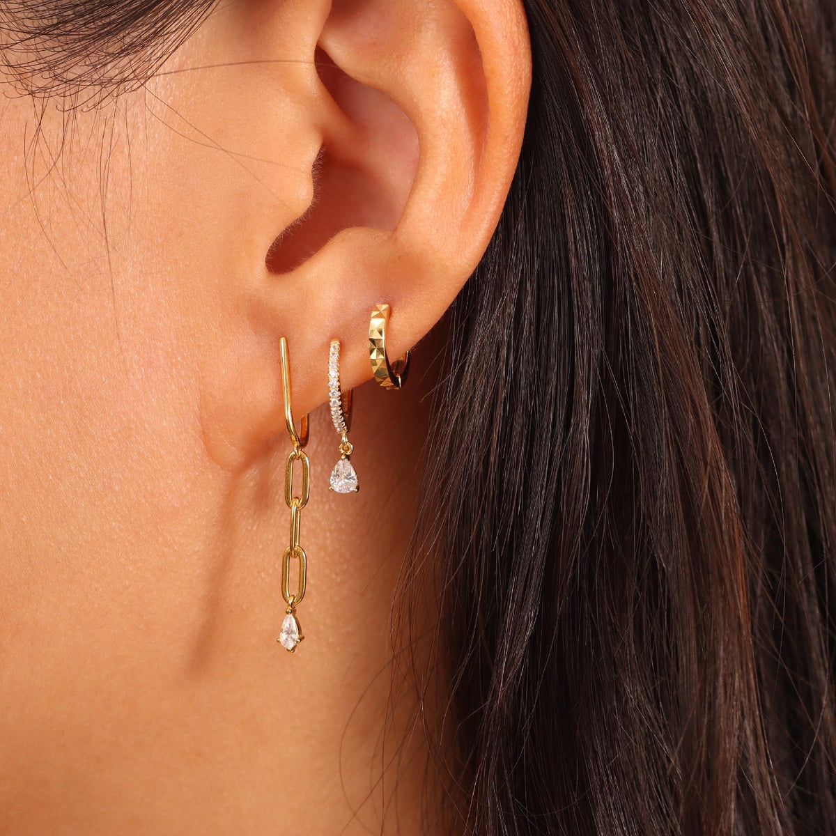 3 Pairs Gold Hoop Earrings Set: Dainty Stud Earrings Trendy Small 14K Gold Plated Hypoallergenic Dangle Cartilage Huggie Hoop Earrings for Women Gold Jewelry for Women Gifts