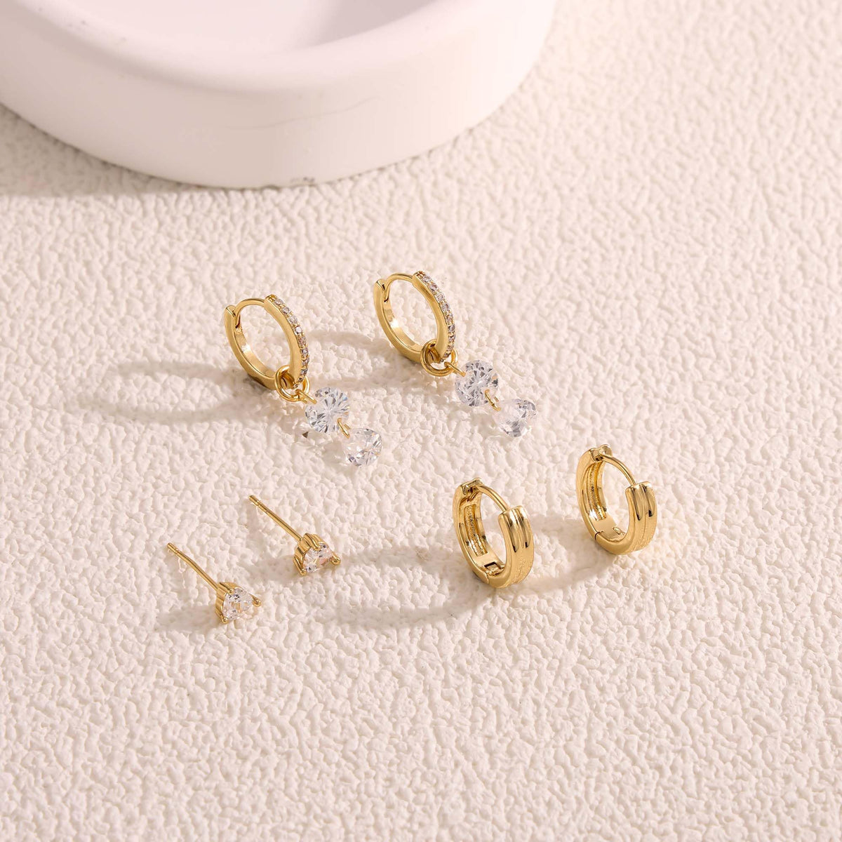 3 Pairs Gold Hoop Earrings Set: Dainty Stud Earrings Trendy Small 14K Gold Plated Hypoallergenic Dangle Cartilage Huggie Hoop Earrings for Women Gold Jewelry for Women Gifts