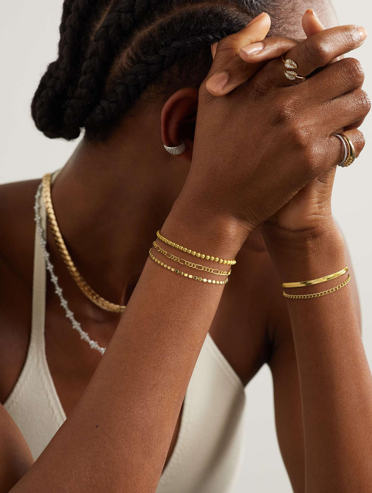 DEARMAY Gold Bracelets for Women Waterproof, 14K Real Gold Jewelry Sets for Women Trendy Thin Dainty Stackable Cuban Link Paperclip Chain Bracelet Pack Fashion Accessories Gifts for Womens