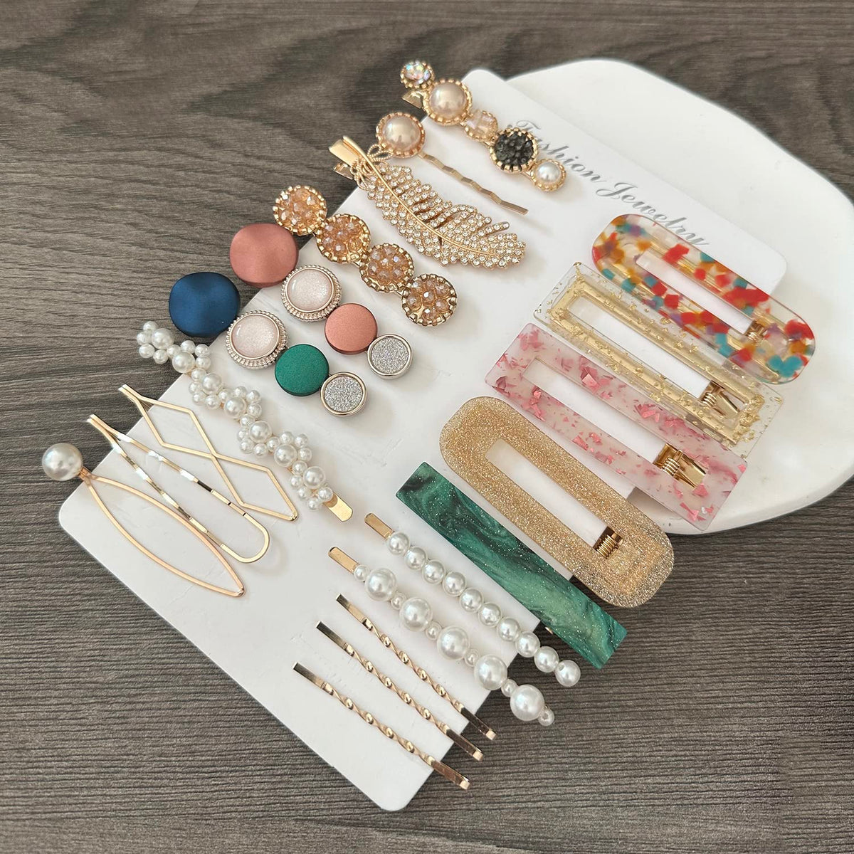 Mehayi 20 PCS Macaron Pearl Acrylic Resin Fashion Hair Clips Set, Cute Hair Barrettes Bobby Pins, Boho Fancy Hairpin Accessories Headwear Styling Tools, Gifts for Women Girls Decorative Wedding