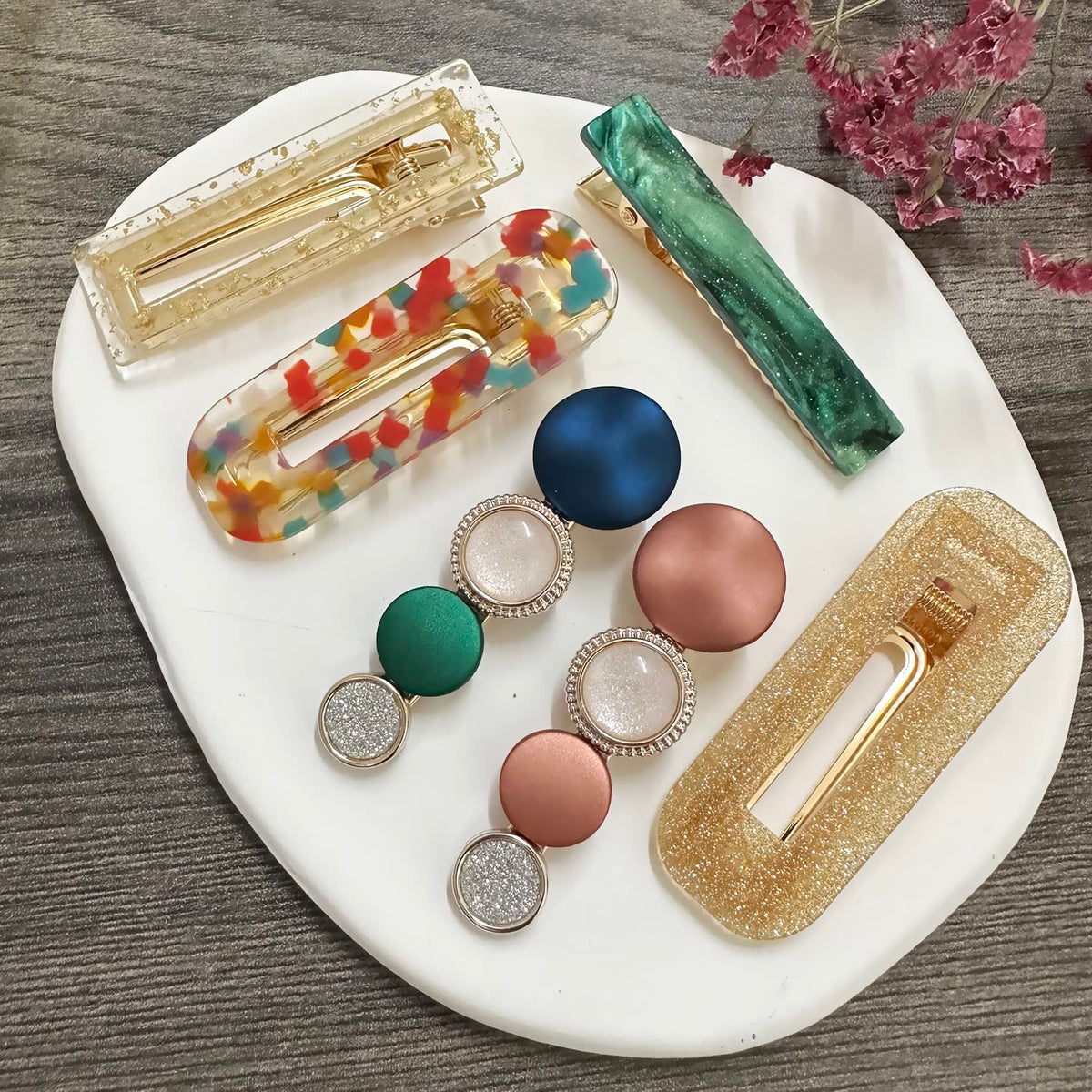 Mehayi 20 PCS Macaron Pearl Acrylic Resin Fashion Hair Clips Set, Cute Hair Barrettes Bobby Pins, Boho Fancy Hairpin Accessories Headwear Styling Tools, Gifts for Women Girls Decorative Wedding