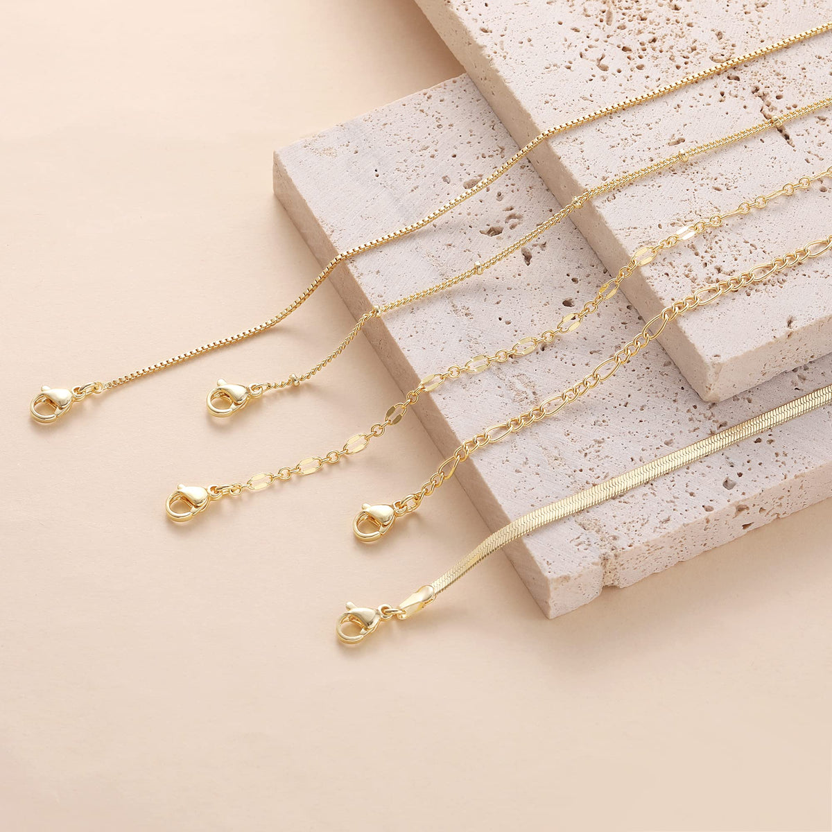 MBW Gold Bracelets for Women Trendy, Dainty 14K Gold Plated Bracelet Stack Beaded Chain Bracelet Set Thin Small Cute Paperclip Bracelets Fashion Waterproof Jewelry Gift Gold Accessories for Women