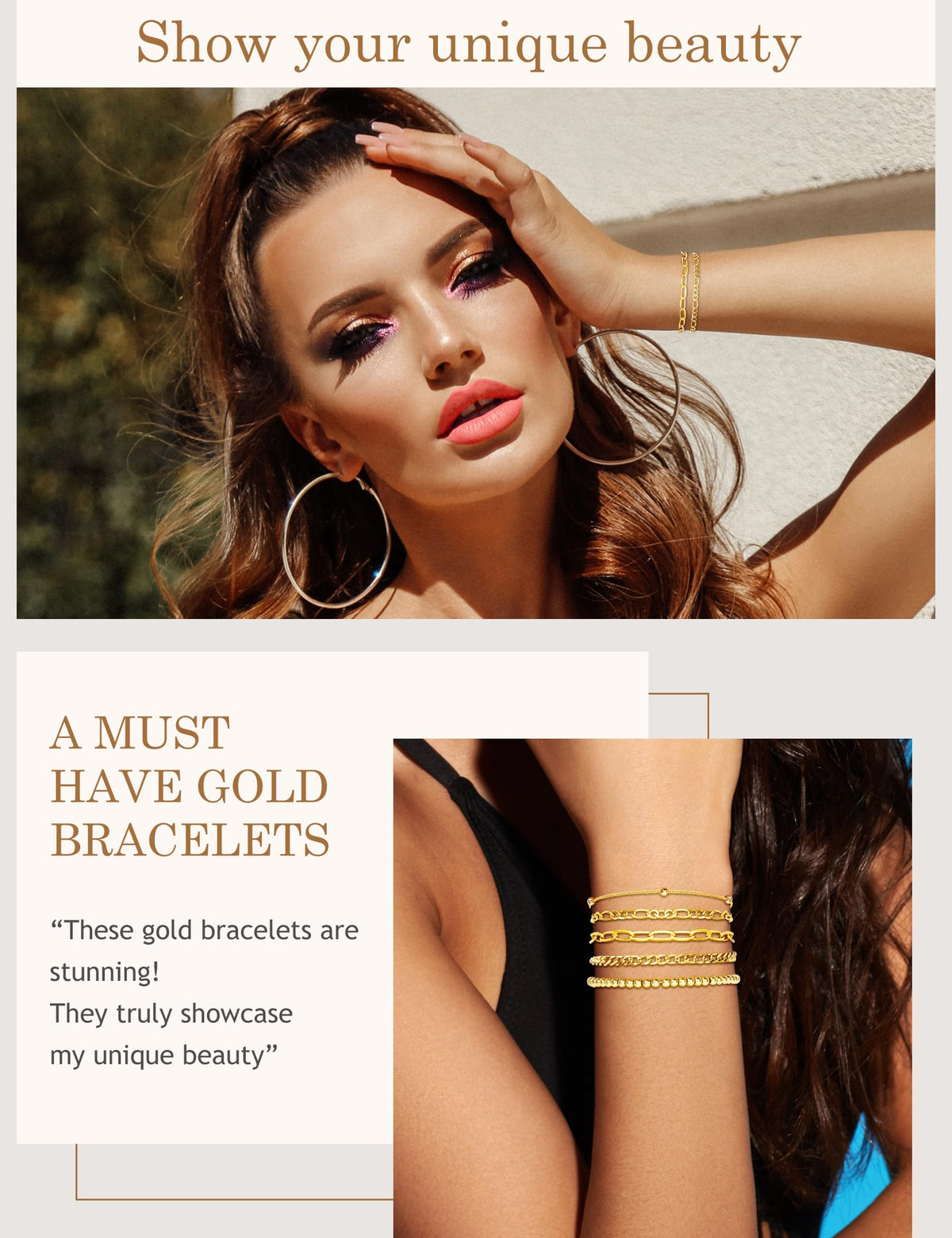 Gold Bracelets for Women - 14K Dainty Bracelets Set for Women, Gold Jewelry Sets for Women Trendy, Stackable Cuban Link Paperclip Chain Bracelet Pack Fashion Accessories Gifts for Women Mom
