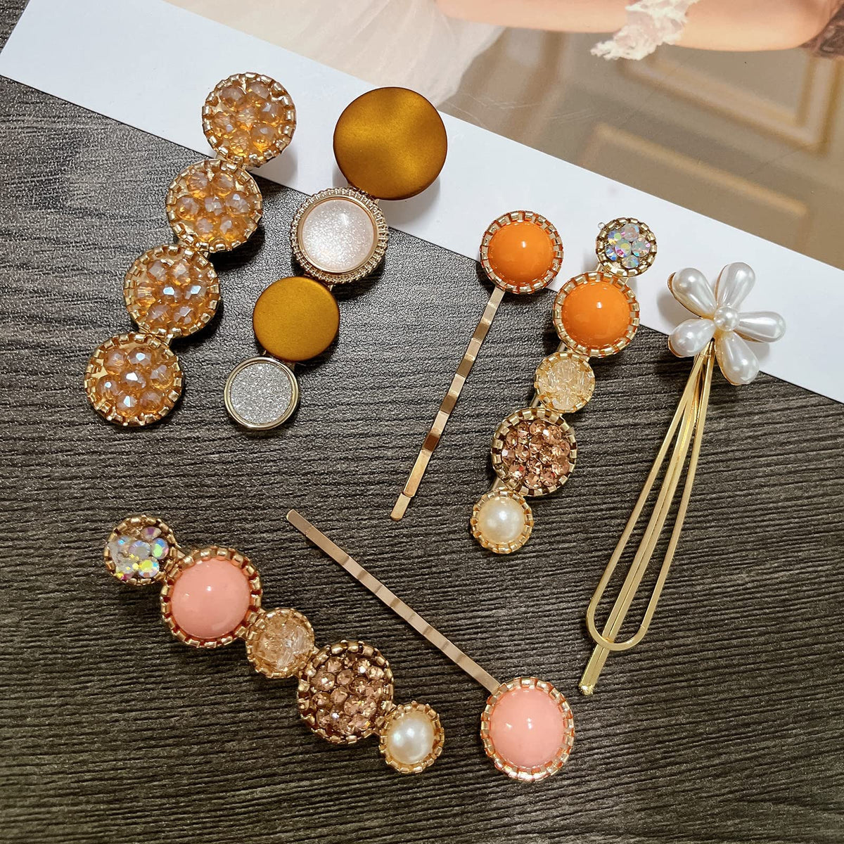 Mehayi 20 PCS Macaron Pearl Acrylic Resin Fashion Hair Clips Set, Cute Hair Barrettes Bobby Pins, Boho Fancy Hairpin Accessories Headwear Styling Tools, Gifts for Women Girls Decorative Wedding